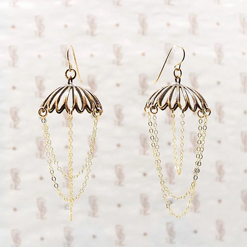 Vintage Brass Chandelier Earrings by Brin