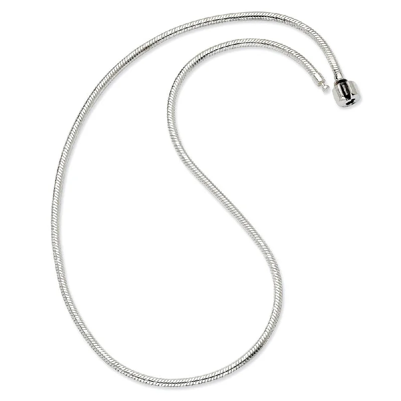 17 Inch Artisan Snake 3mm Charm Necklace in Silver for 4mm Charms