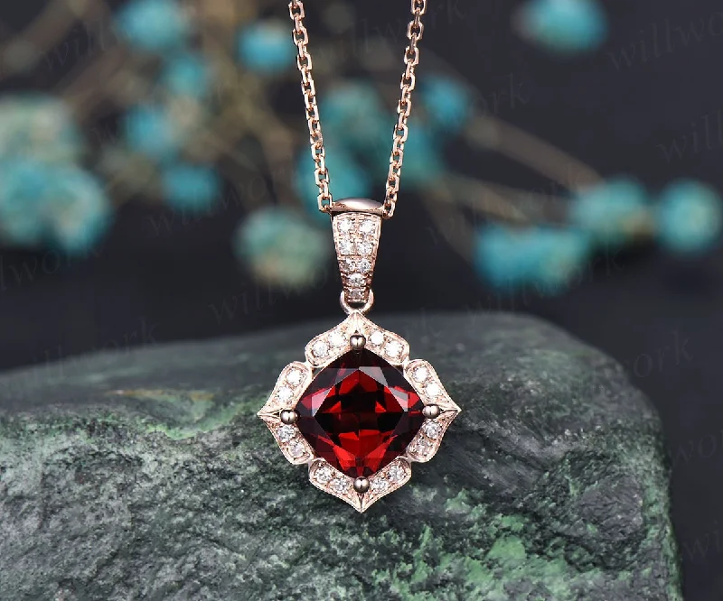 diamond red garnet necklace