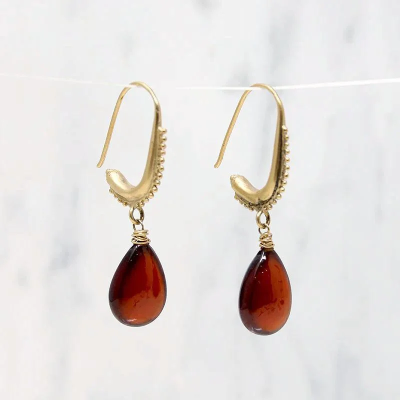 The Mughal Earring with Glossy Garnet Drops by brunet