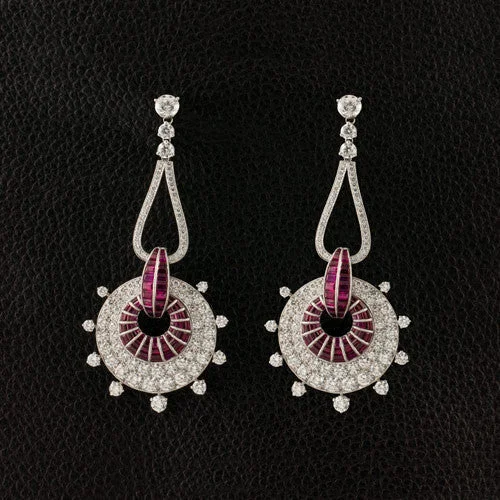 Ruby & Diamond Dangle Earrings