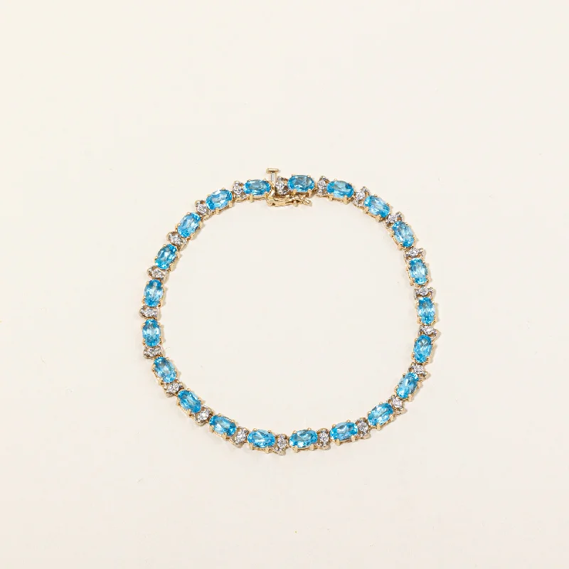 Topaz & Diamond Tennis Bracelet | 9.45ctw, 0.03ctw | 7.5" |