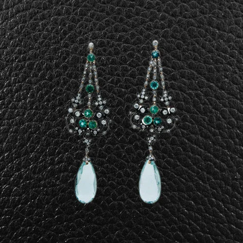 Aquamarine & Diamond Chandelier Earrings