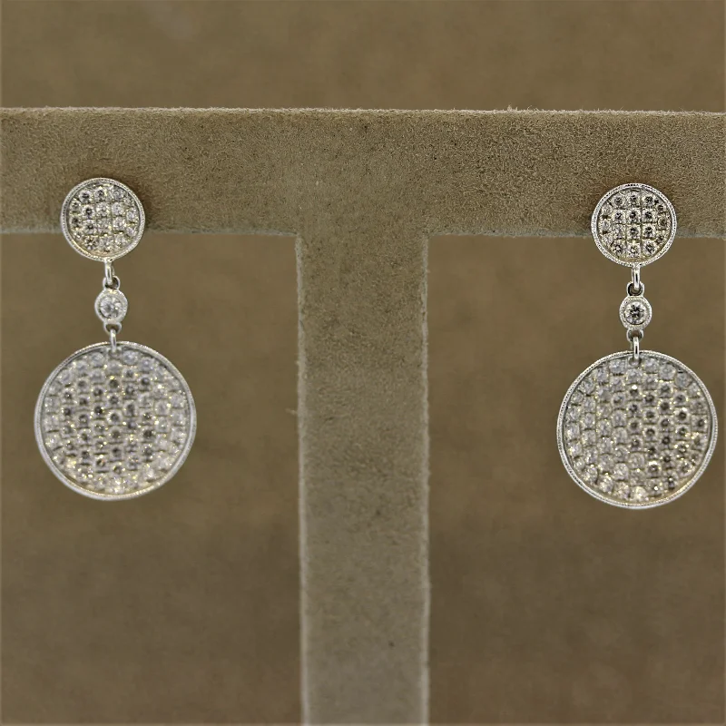 Diamond Disc Gold Drop Earrings