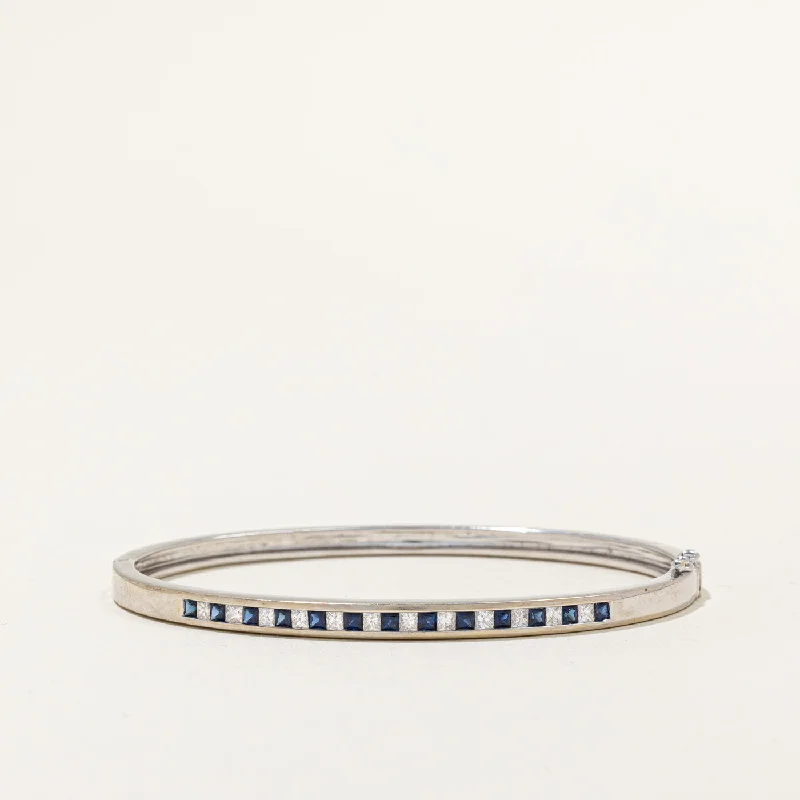 Princess Cut Sapphire & Diamond Bracelet | 0.75ctw, 0.60ctw | 6.5" |