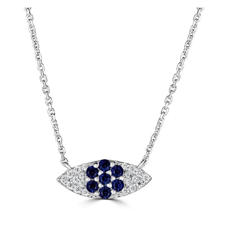 14KT GOLD SAPPHIRE & DIAMOND EVIL EYE NECKLACE