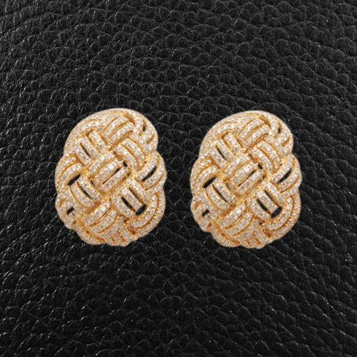 Yellow Gold & Diamond Woven Earrings