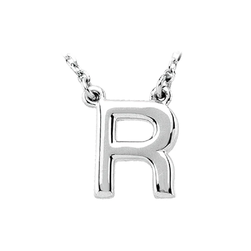 Sterling Silver, Kendall Collection, Block Initial R Necklace, 16 Inch