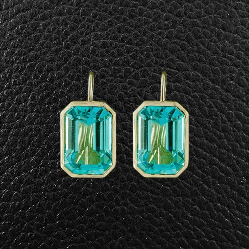 Bezel set Blue Topaz Earrings