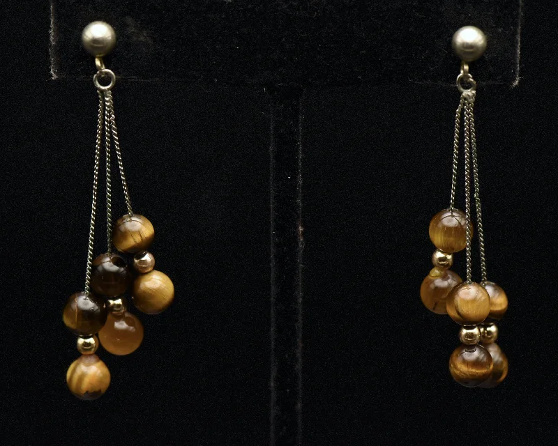 Vintage Tiger's Eye Bead Earrings