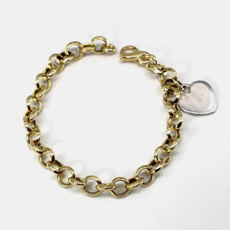 Rolo Link Chain Bracelet with Heart Charm | 7.5"|