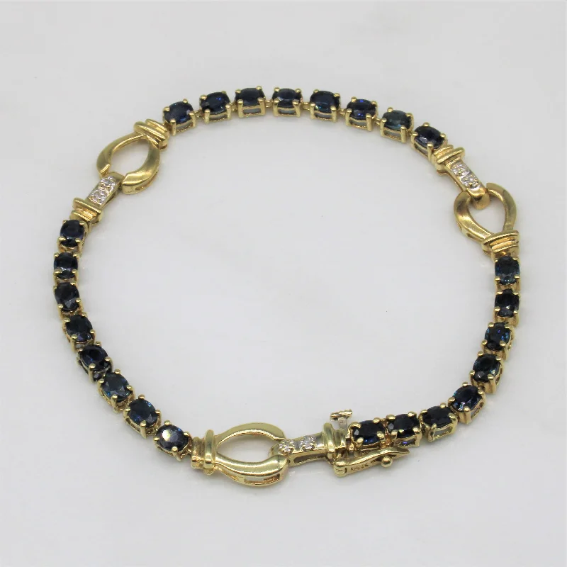 Sapphire & Diamond Link Bracelet | 4.50ctw, 0.03ctw | 7" |