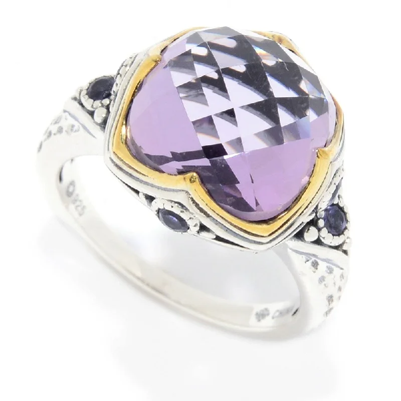 Sterling Silver 7.19ctw Pink Amethyst & Iolite Ring