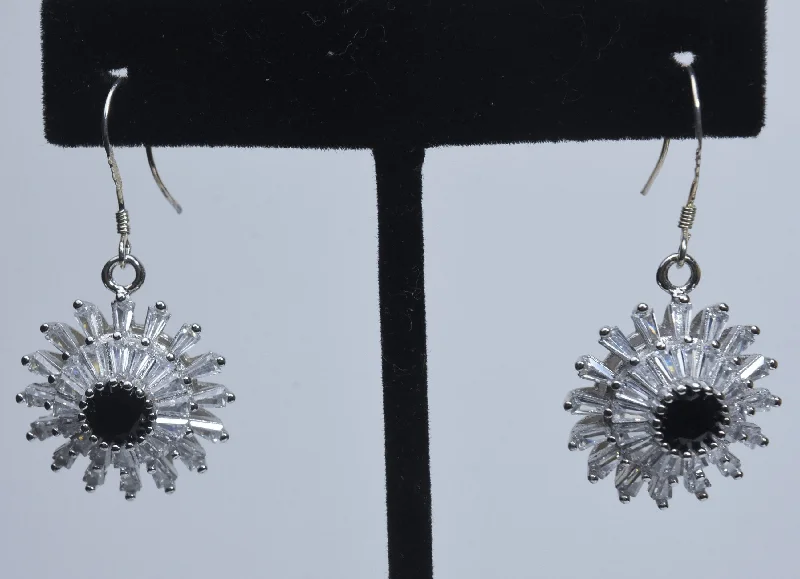 White Topaz Black Spinel Earrings