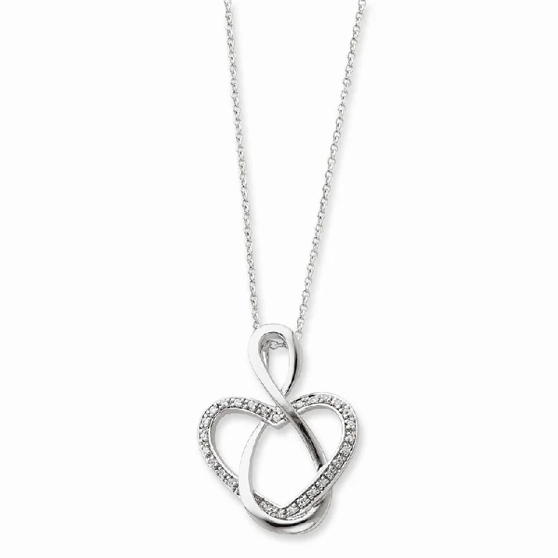 Sterling Silver & CZ Lifetime Friend, Infinity Heart Necklace, 18 Inch