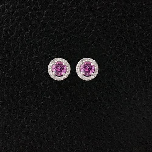 Pink Sapphire & Diamond Earrings