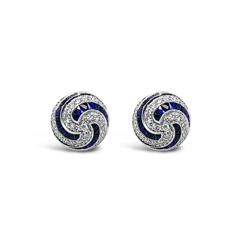 Sapphire & Diamond Swirl Earrings