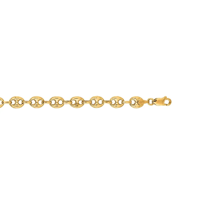 14kt 20 inches Yellow Gold 11mm SHiny Puff Mariner Link Necklace with Lobster Clasp