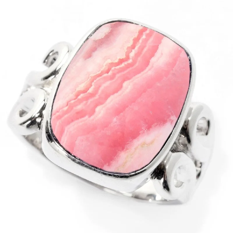 925 Sterling Silver Rhodochrosite Solitaire Ring