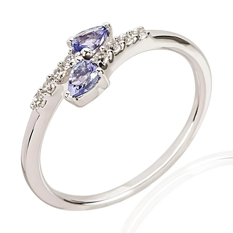 925 Sterling Silver Tanzanite Bypass Ring