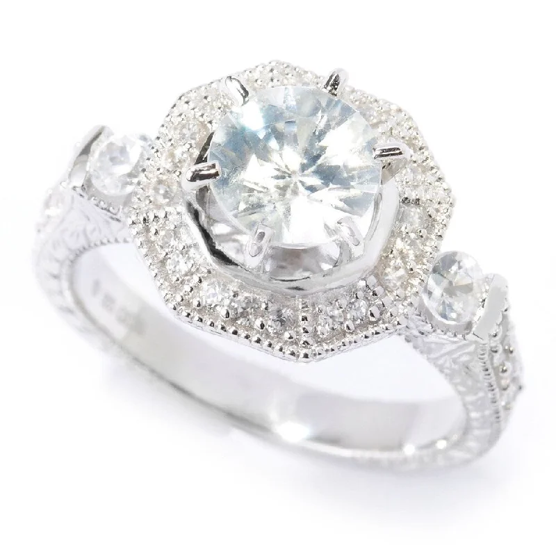 Platinum o/Silver 2.77ctw White Natural Zircon Cocktail Ring