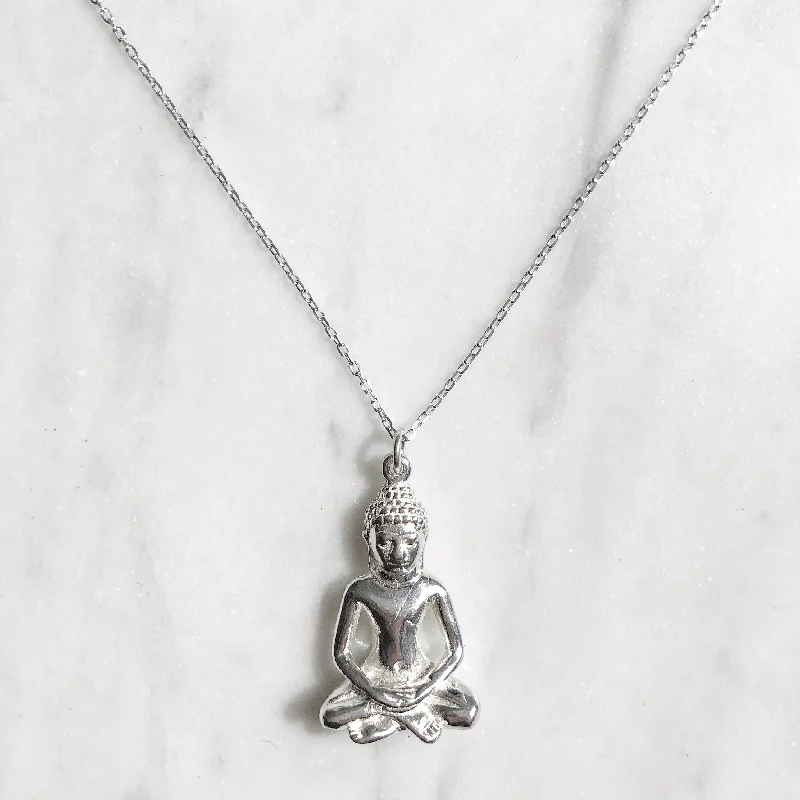 Buddha Pendant Necklace in Sterling SIiver