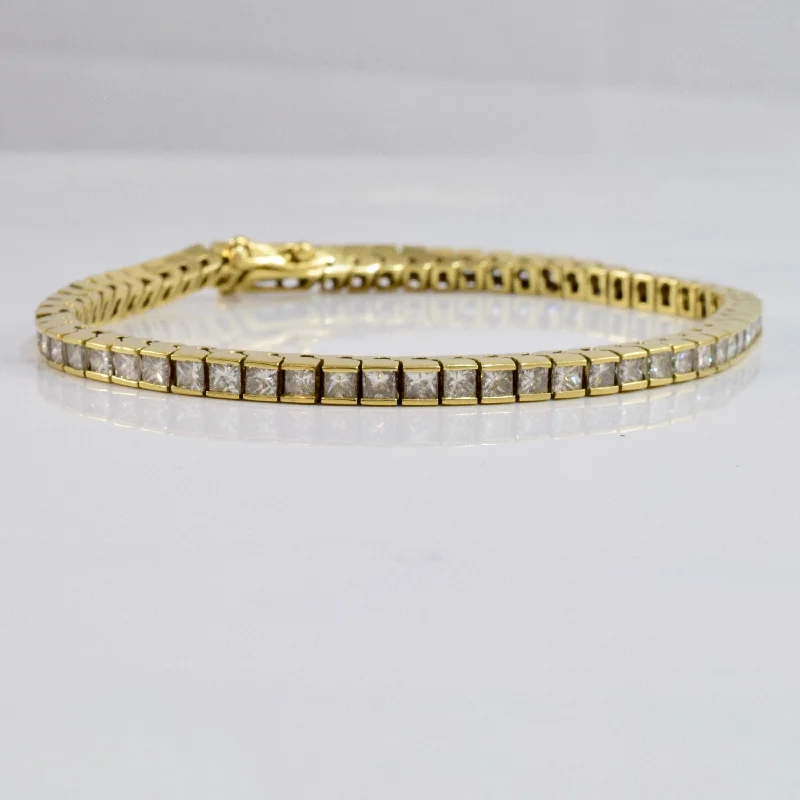 Princess Cut Diamond Tennis Bracelet | 5.55 ctw SZ 7" |