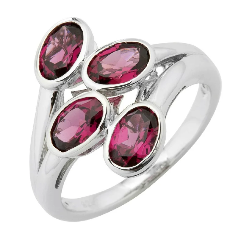 925 Sterling Silver Purple Garnet Ring