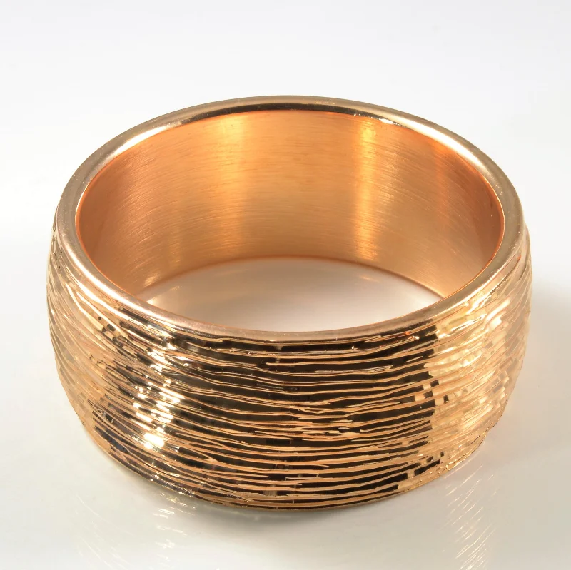 Wide Brushed 14k Gold Bangle | 8" |