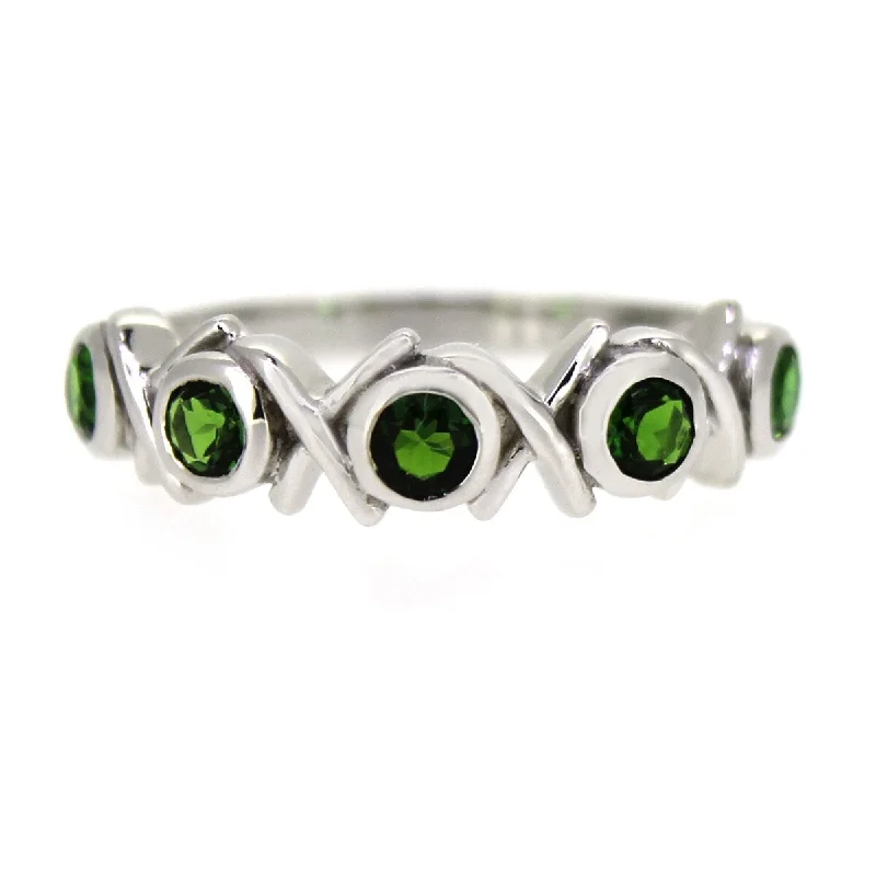 925 Sterling Silver Chrome Diopside 5-Stone Ring