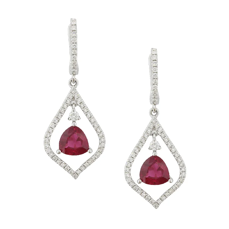 Ruby Diamond Gold Silhouette Drop Earrings