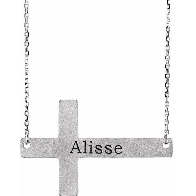 JDSP86570 - ENGRAVABLE SIDEWAYS CROSS NECKLACE