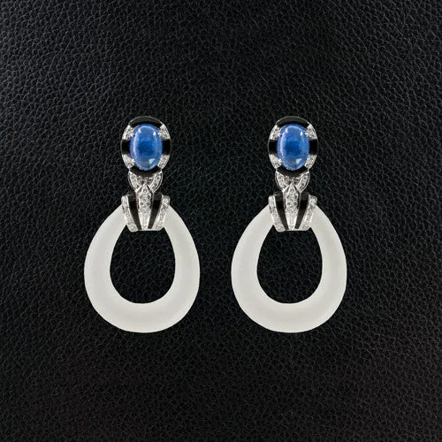 Crystal, Tanzanite, Onyx & Diamond Earrings