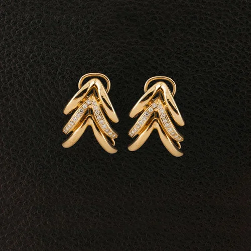 Chevron Style Diamond Estate Earrings