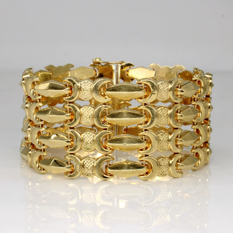 Vintage Italian Yellow Gold Wide Link Bracelet | 7.5" |