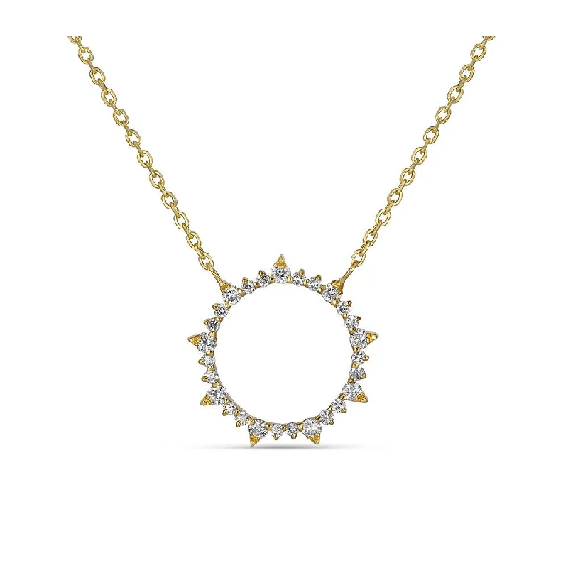 14KT GOLD 0.16CTW DIAMOND SUN CIRCLE NECKLACE