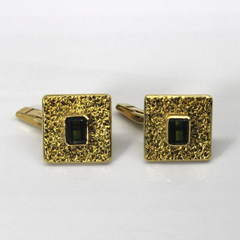 Tourmaline Textured Gold Cufflinks | 3.34ctw |