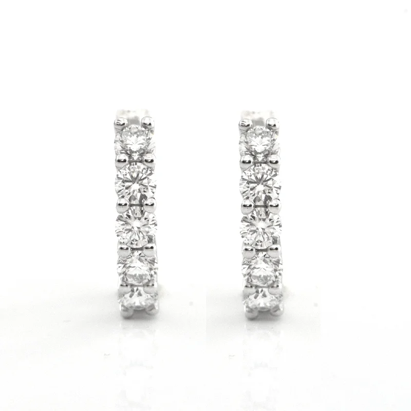 1.50ct Diamond Five-Stone Hoop Huggie Earrings