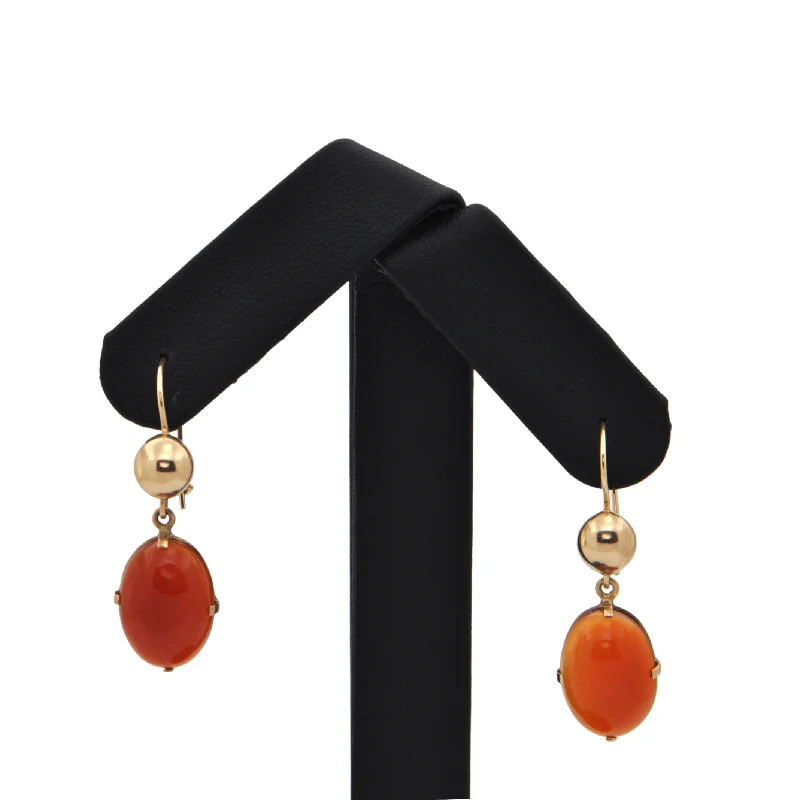 Vintage Carnelian 14K Gold Drop Earrings