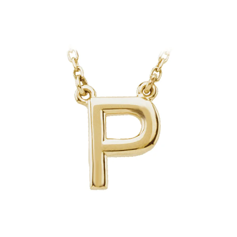 14K Yellow Gold, Kendall Collection, Block Initial P Necklace, 16 Inch