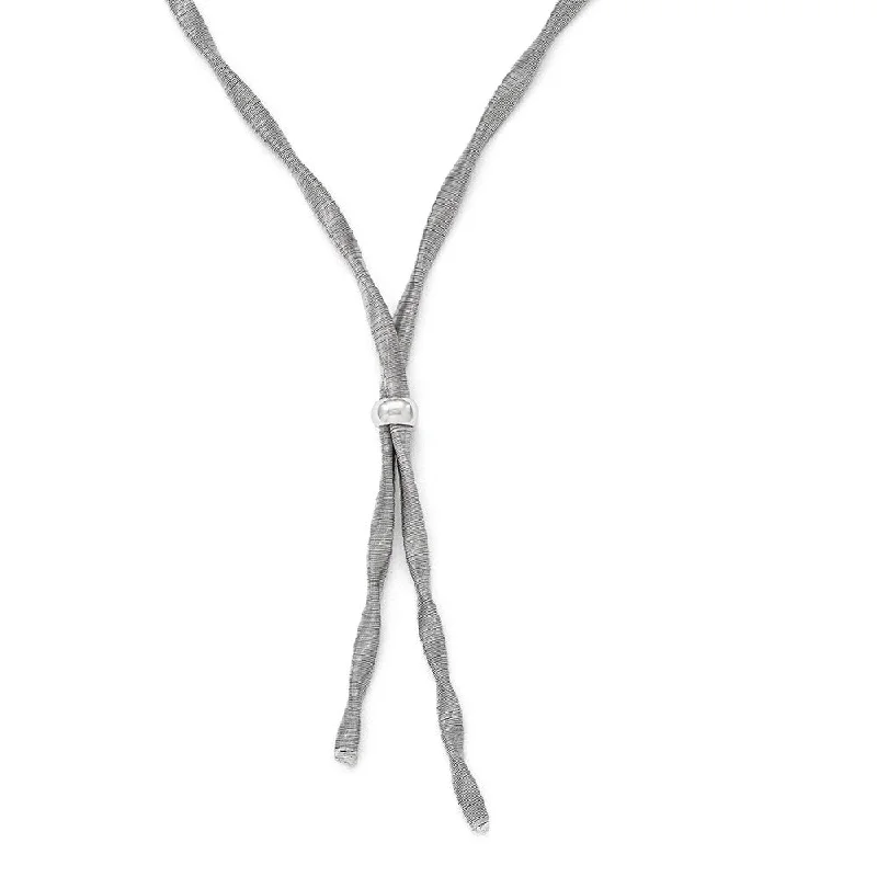 3mm Textured and Twisted Lariat Necklace in Sterling Silver, 17-20 in