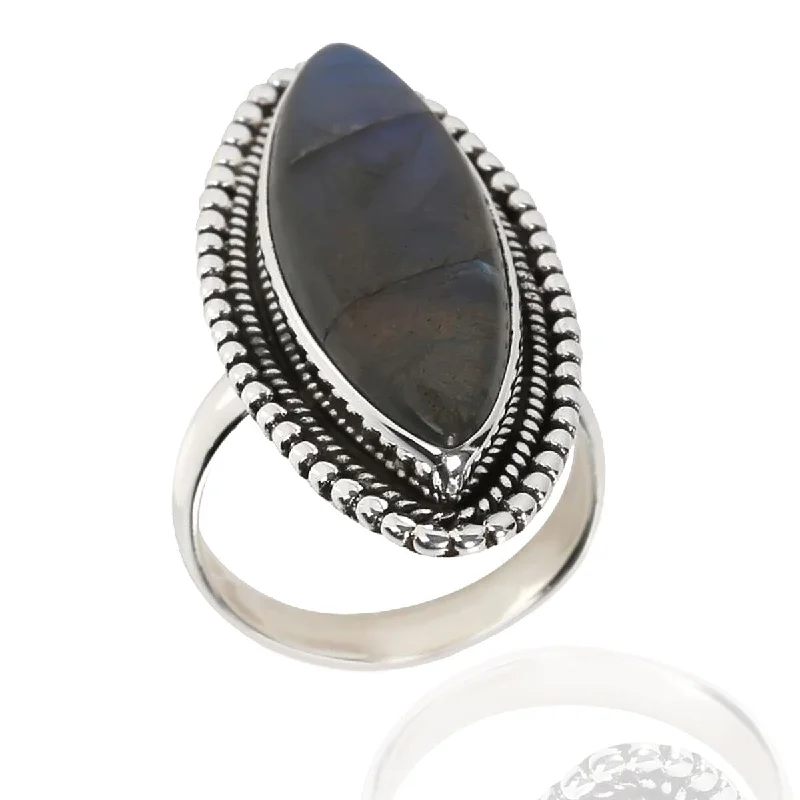 925 Sterling Silver Labradorite Solitaire Ring