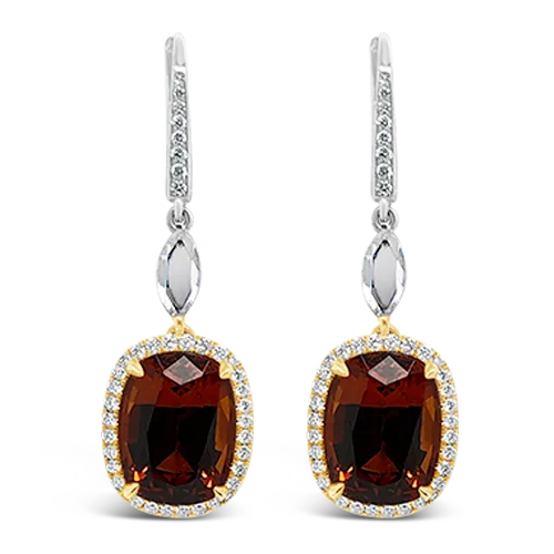 Spessartite Garnet & Diamond Earrings