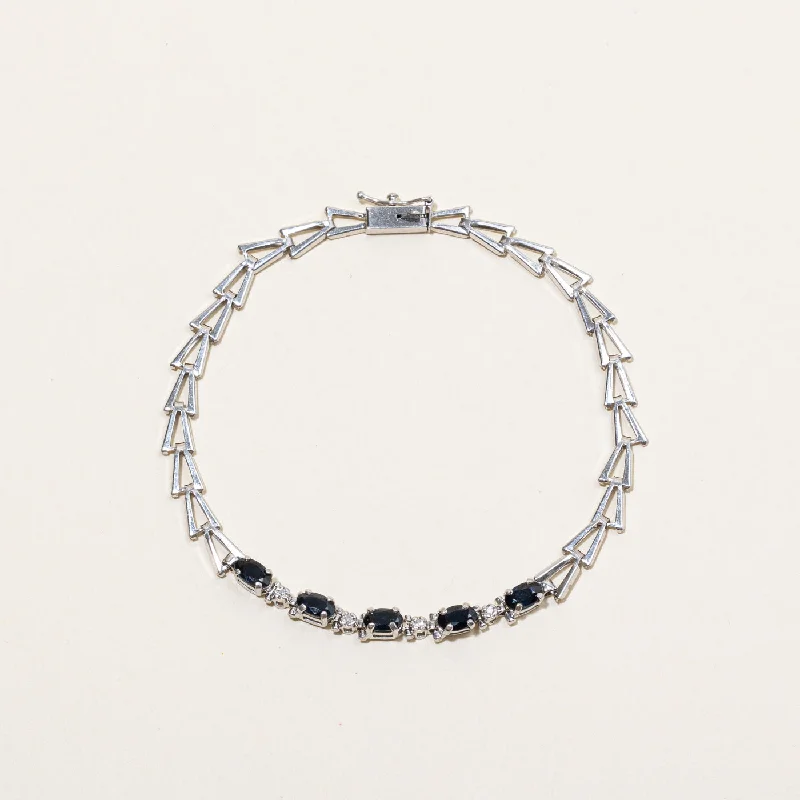 Sapphire & Diamond Bracelet | 1.00ctw, 0.01ctw | 7" |