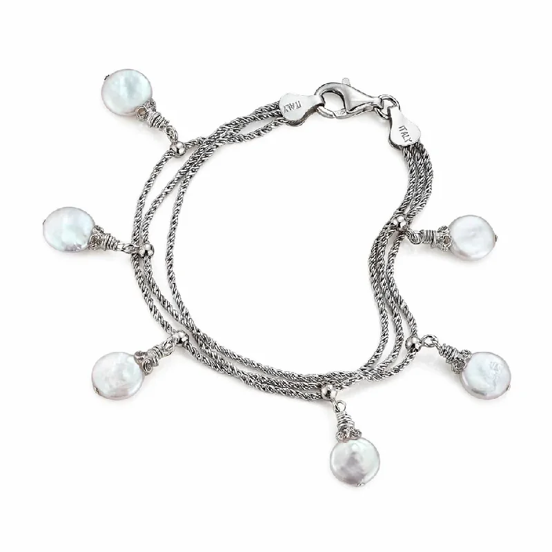 Coin Pearl Dangle Bracelet