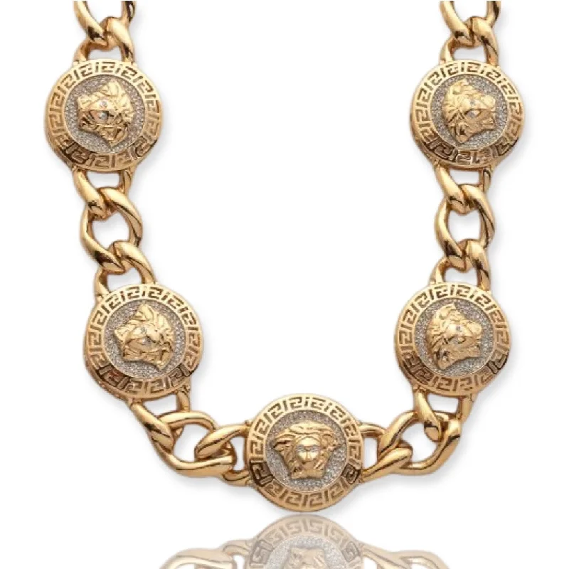 10KY 3.00CTW DIAMOND CUBAN AND MEDALLION NECKLACE