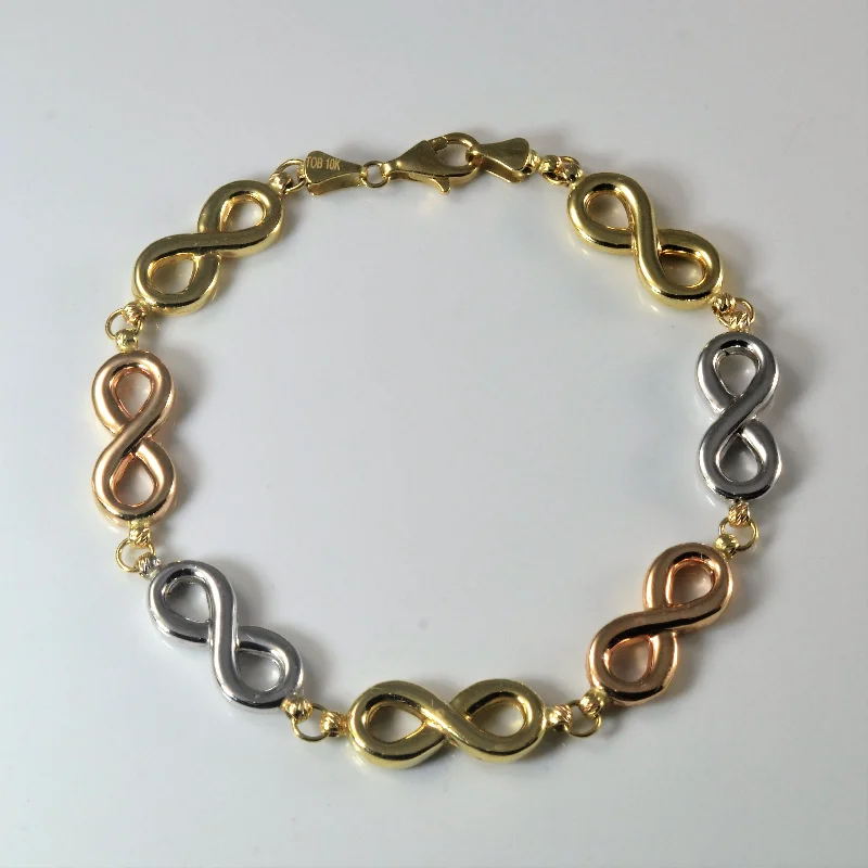 Tri Tone Gold Infinity Bracelet | 8" |