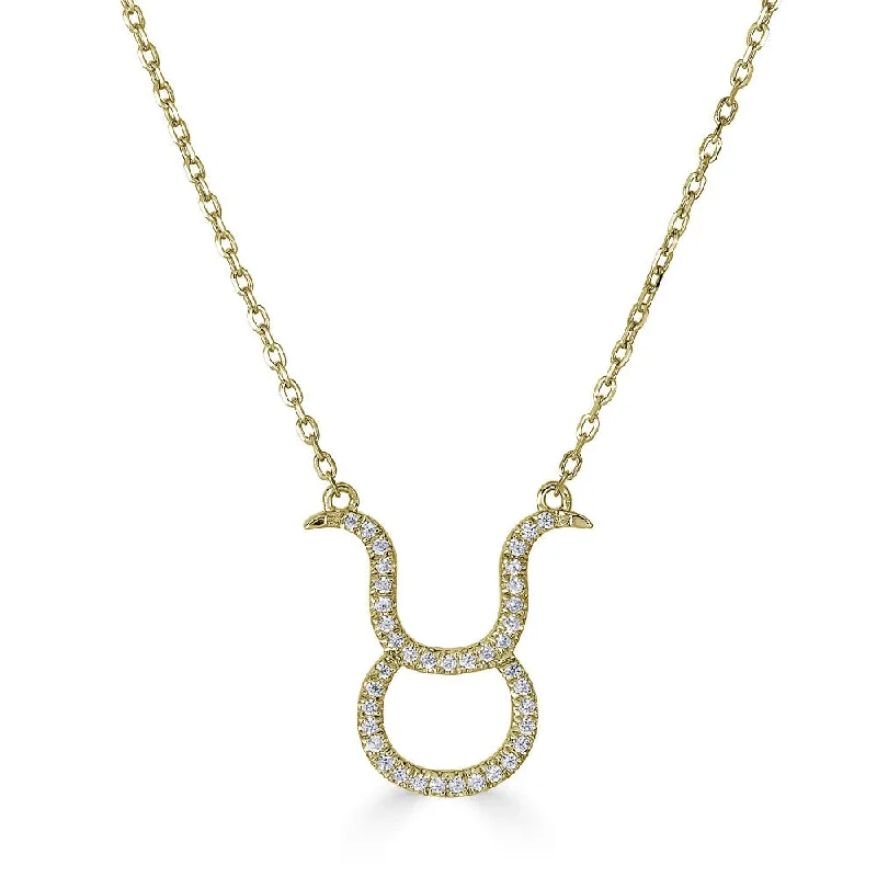 14KT GOLD 0.12 CARAT ROUND DIAMOND TAURUS NECKLACE- 2 COLORS