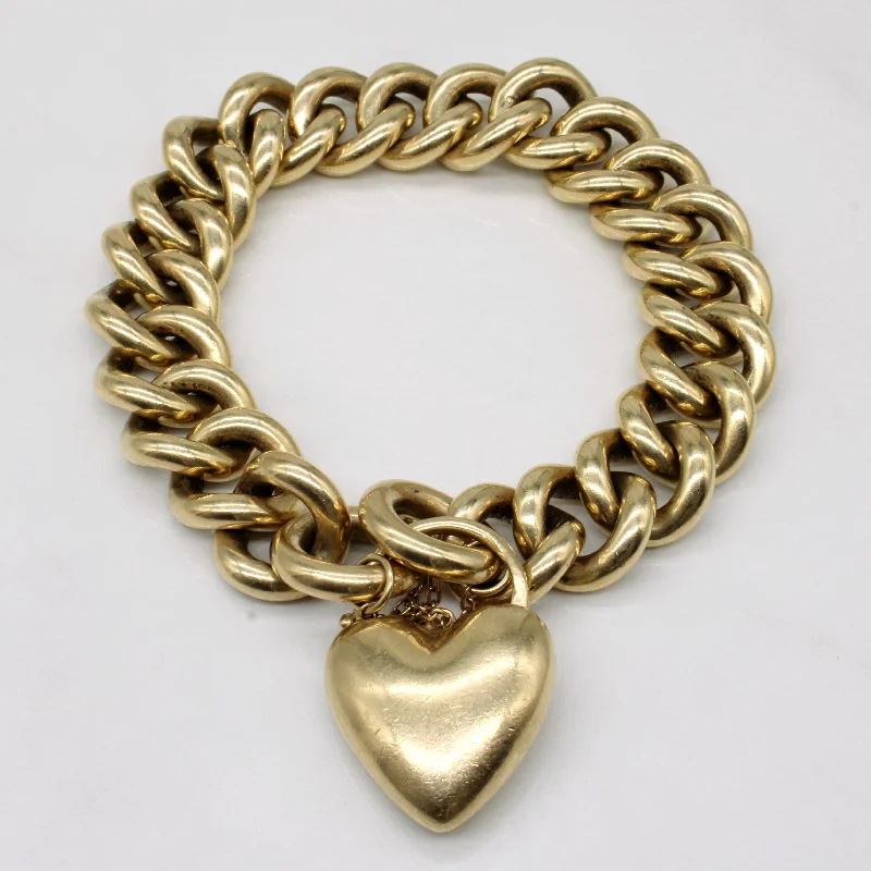 Vintage 1977 9k Yellow Gold Heart Closure Bracelet | 8" |