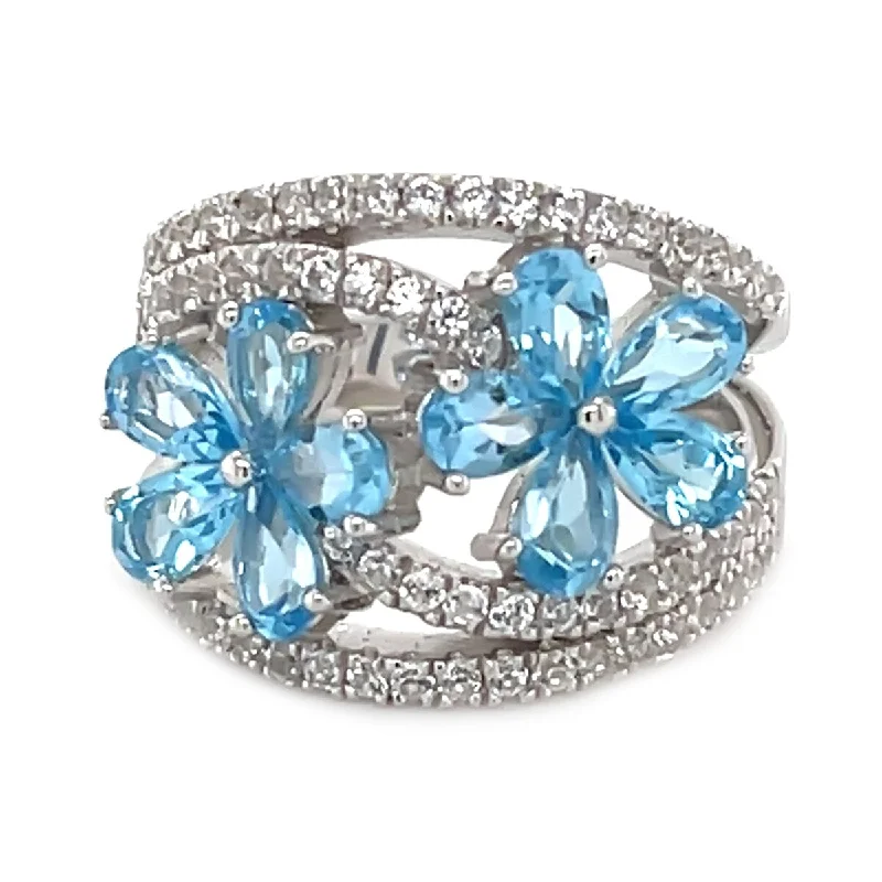 925 Sterling Silver Swiss Blue Topaz Ring